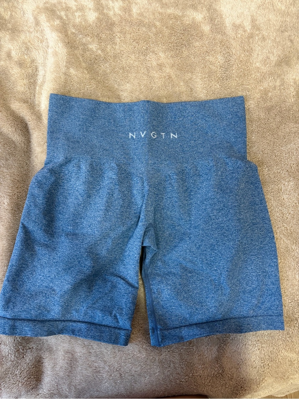 NVGTN Seamless High-Waist Bike Shorts in Blue Heather